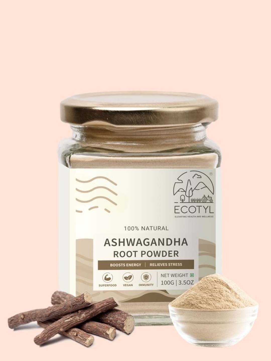 

Ecotyl Ashwagandha Root Powder For Energy Booster - 100 g, Beige