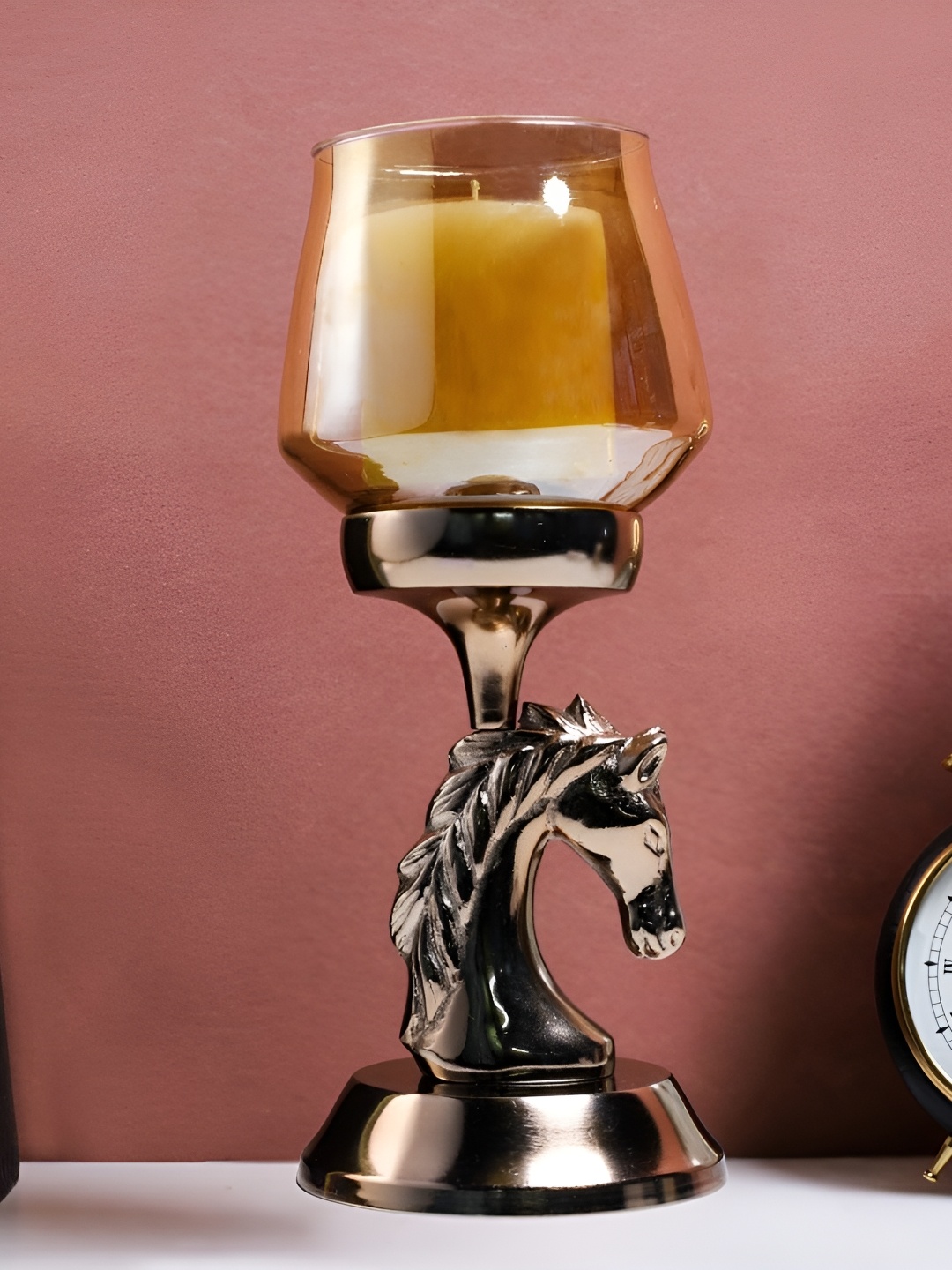 

THE HOME CO. Brown Textured Horse Aluminium Candle Holder