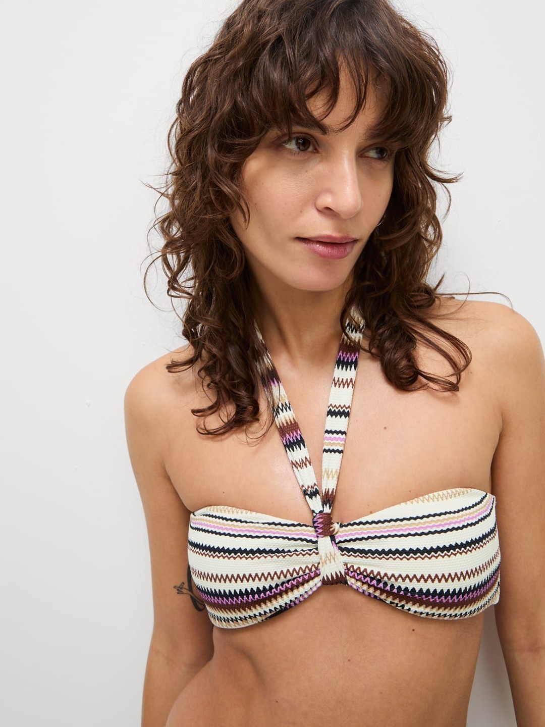 

Marks & Spencer Printed Halter-Neck Bikini Top, White