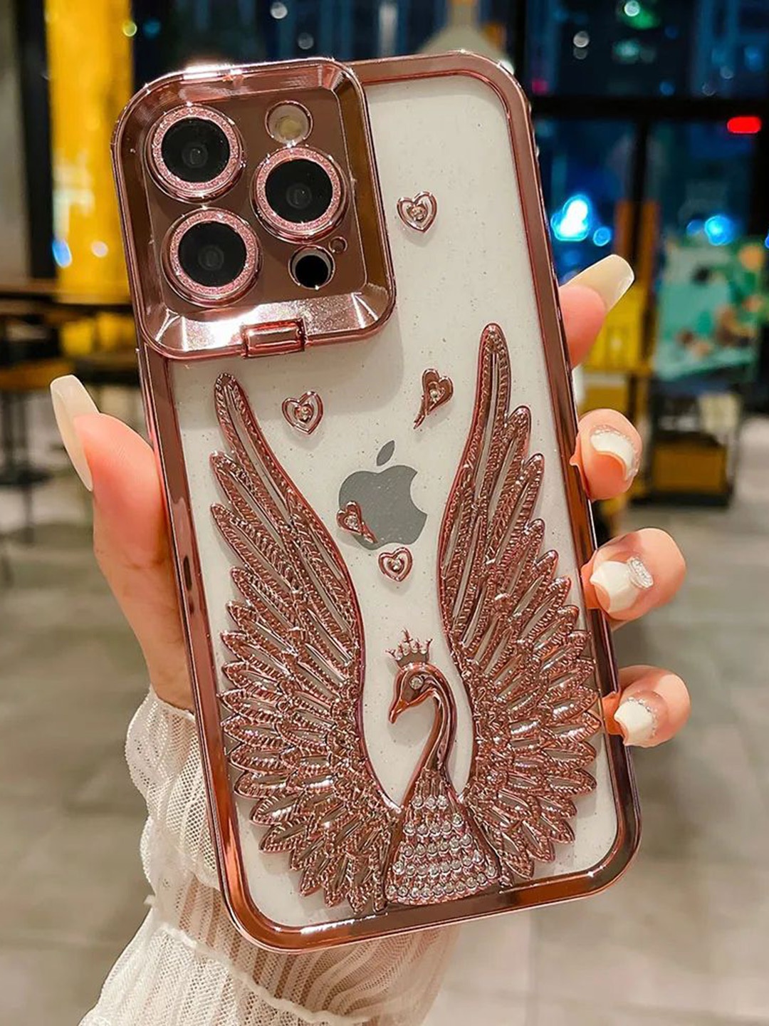 

Luxury Kase LK123 Electroplate iPhone 15 Pro Back Case, Rose gold