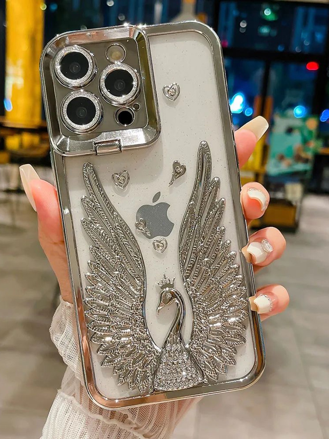 

Luxury Kase LK123 Electroplate iPhone 14 Pro Back Case, Silver