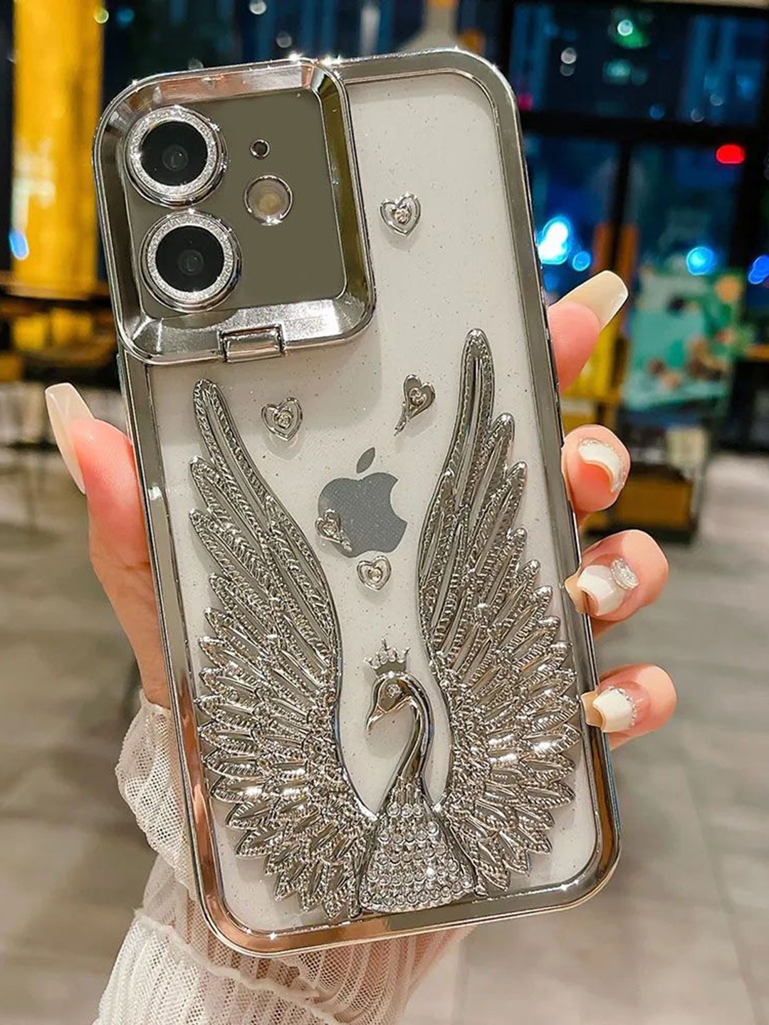 

Luxury Kase LK123 Electroplate iPhone 12 Back Case, Silver