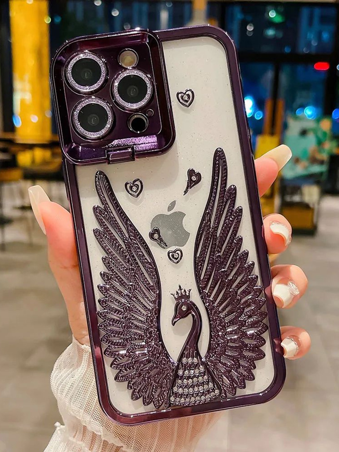 

Luxury Kase LK123 Electroplate iPhone 15 Pro Back Case, Purple