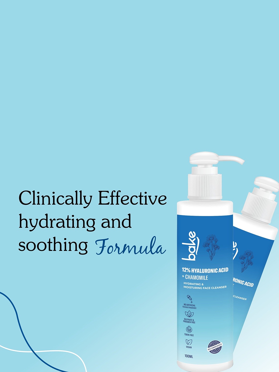 

BAKE 12% Hyaluronic Acid + Chamomile Hydrating Face Cleanser - 100ml, Blue