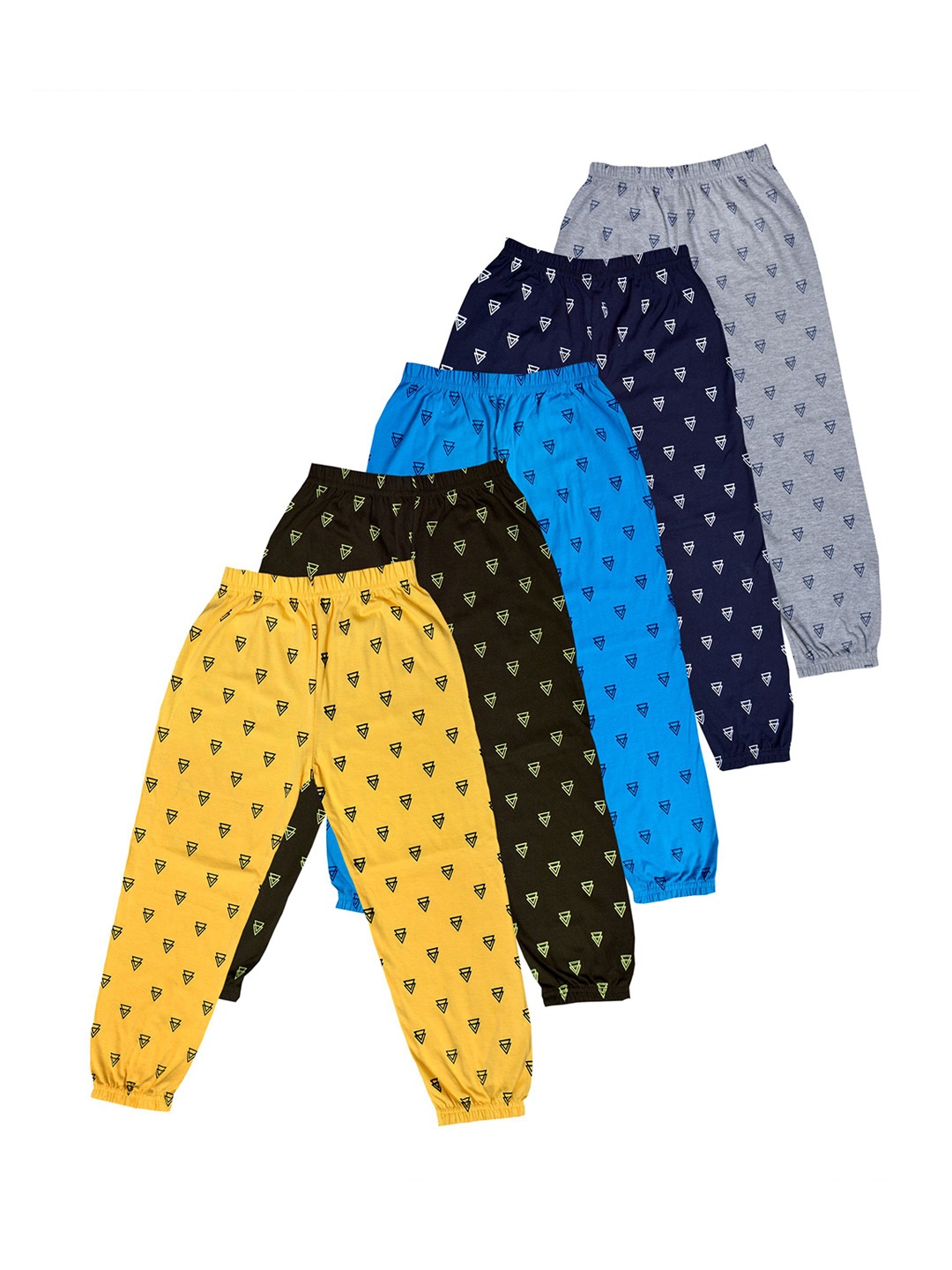 

FAZZA Boys Pack Of 5 Printed Cotton Joggers, Blue