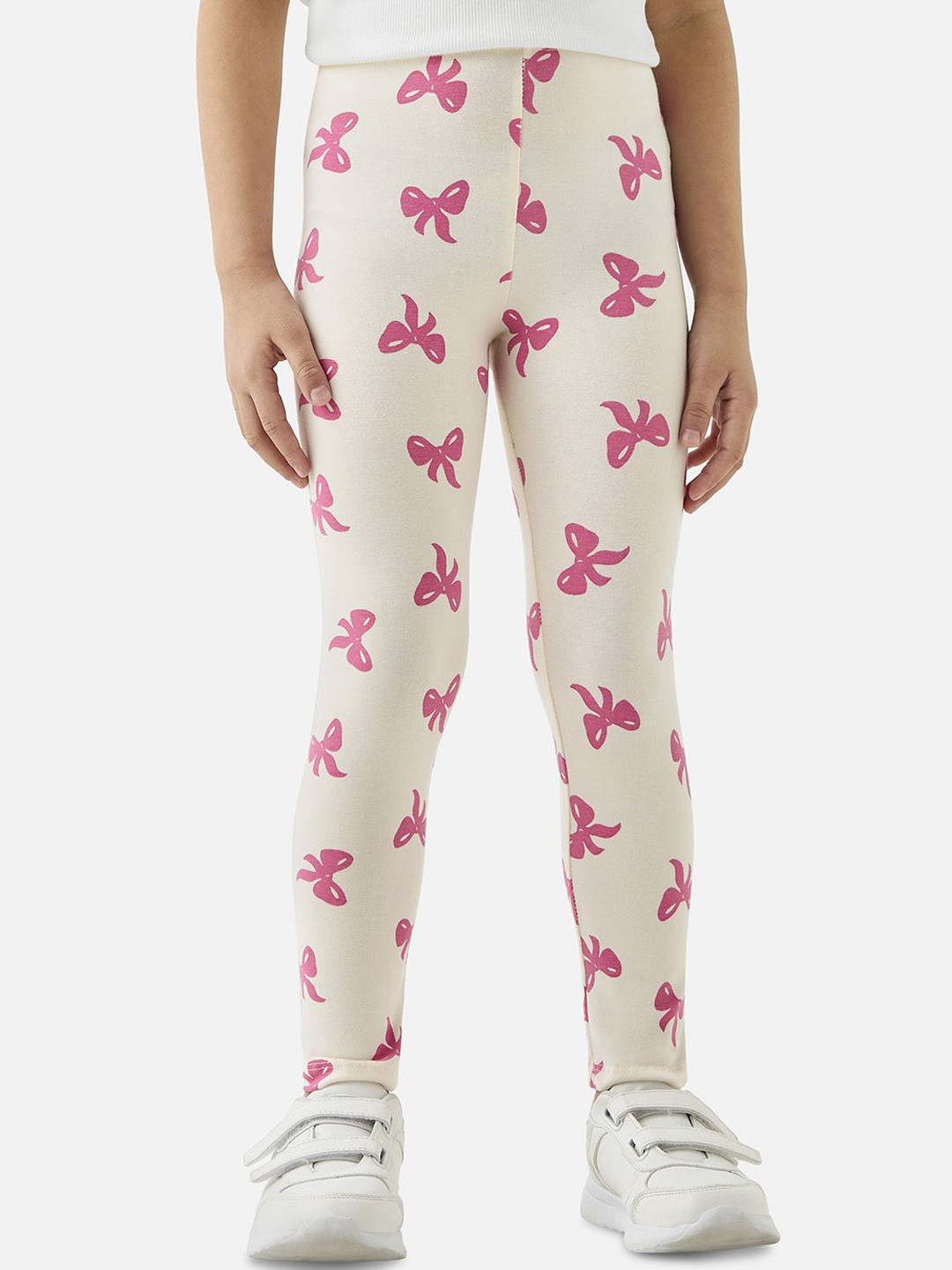 

Juniors by Babyshop Girls All Over Bow Printed Cotton Leggings, Cream