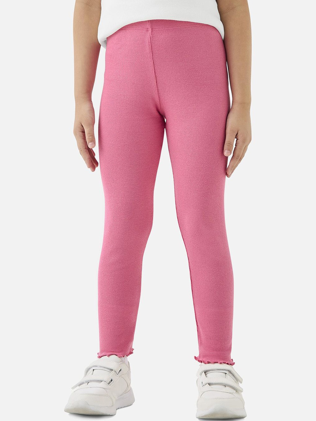 

Juniors by Babyshop Girls Cotton Ribbed Ankle Length Leggings, Pink