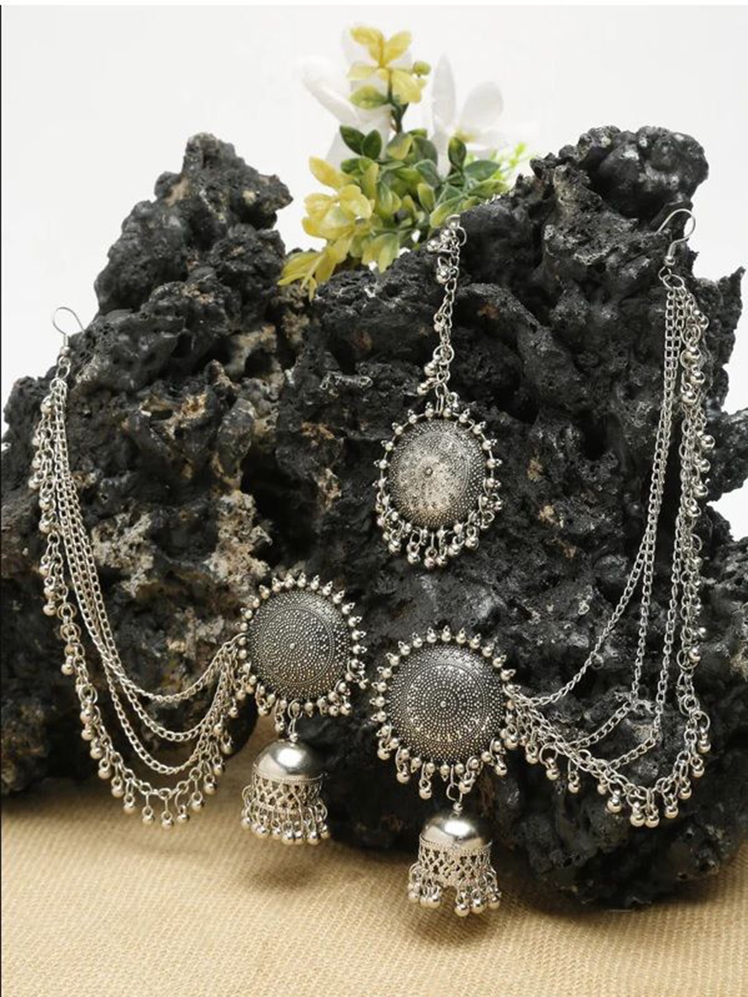 

JMBW INTERNATIONAL Silver-Plated Artificial Beaded Oxidised Jewellery Set