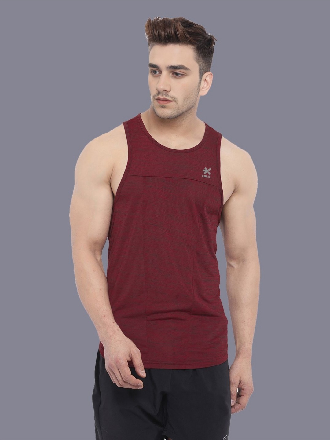 

HRX by Hrithik Roshan Men Solid Slim Fit Tank T-shirt, Maroon