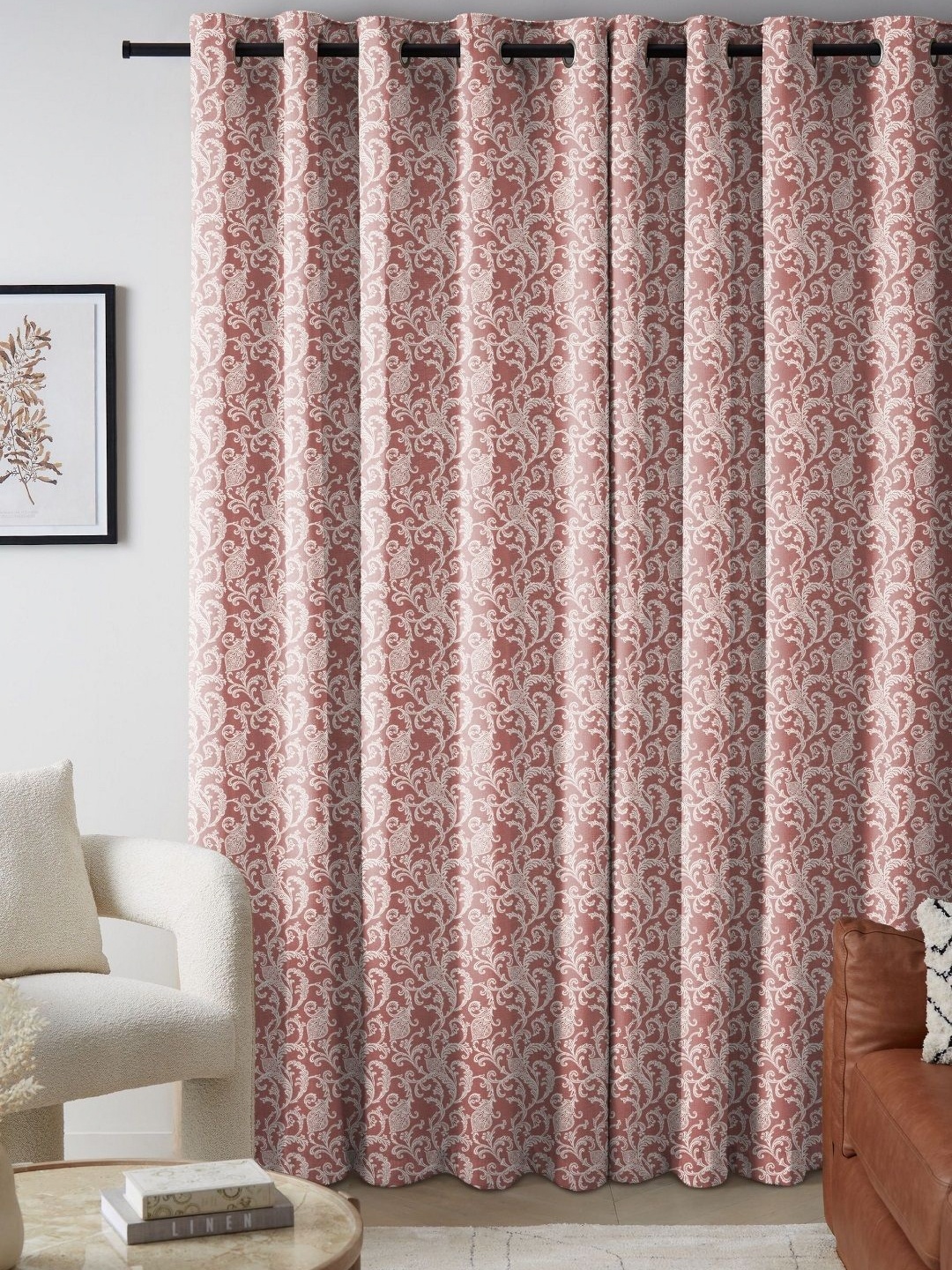 

CASABLEU Rust & Beige 2 Pieces Ethnic Motifs Printed Long Door Curtain