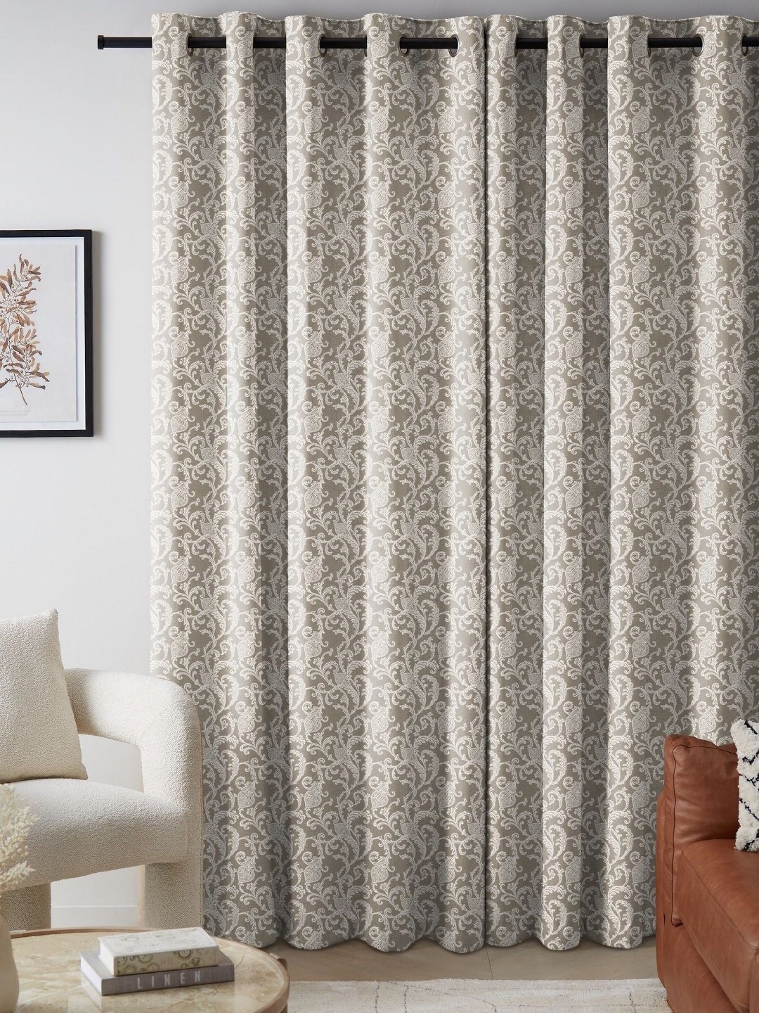 

CASABLEU Brown & Beige 2 Pieces Ethnic Motifs Printed Long Door Curtains