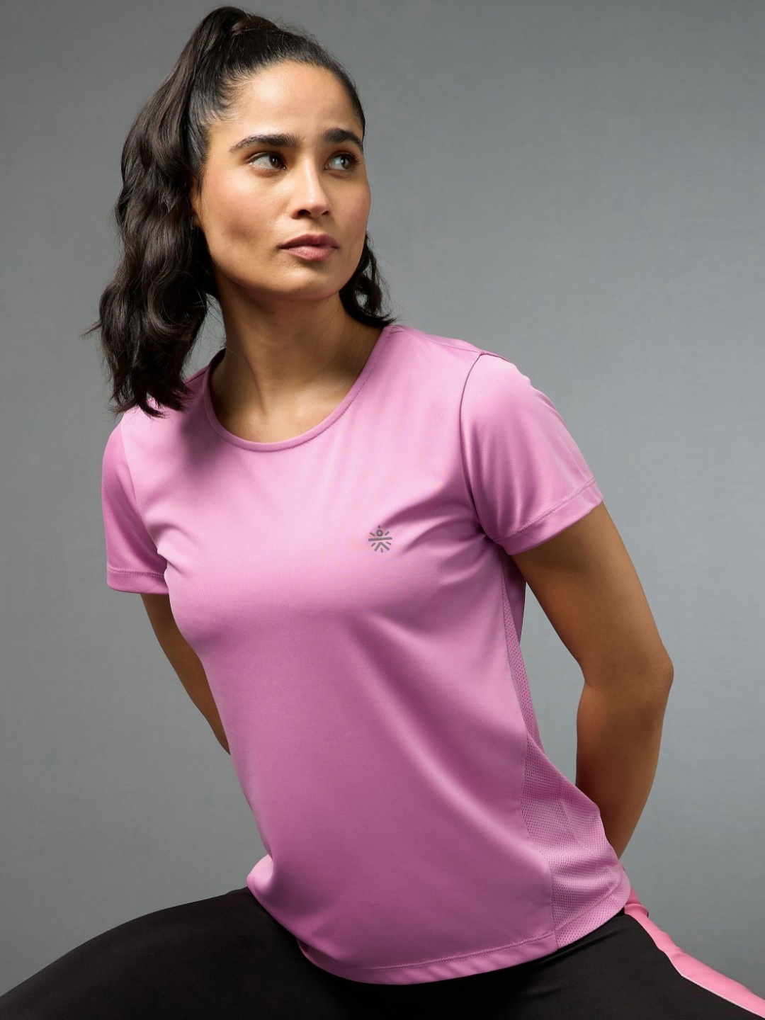 

CULT Women Moisture Wicking Solid Round Neck T-shirt, Pink