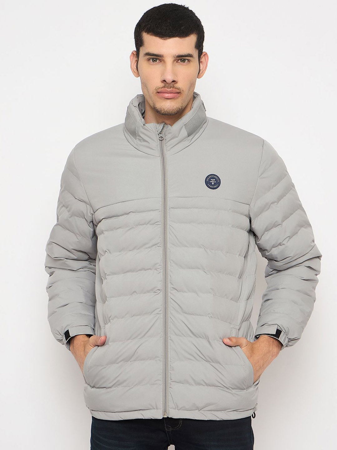 

Duke Men Mock Collar Solid Casual Padded Jacket, Grey