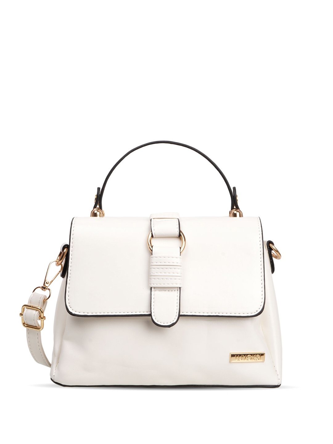 

Luvoksi Women Solid Structured Satchel Bag, White