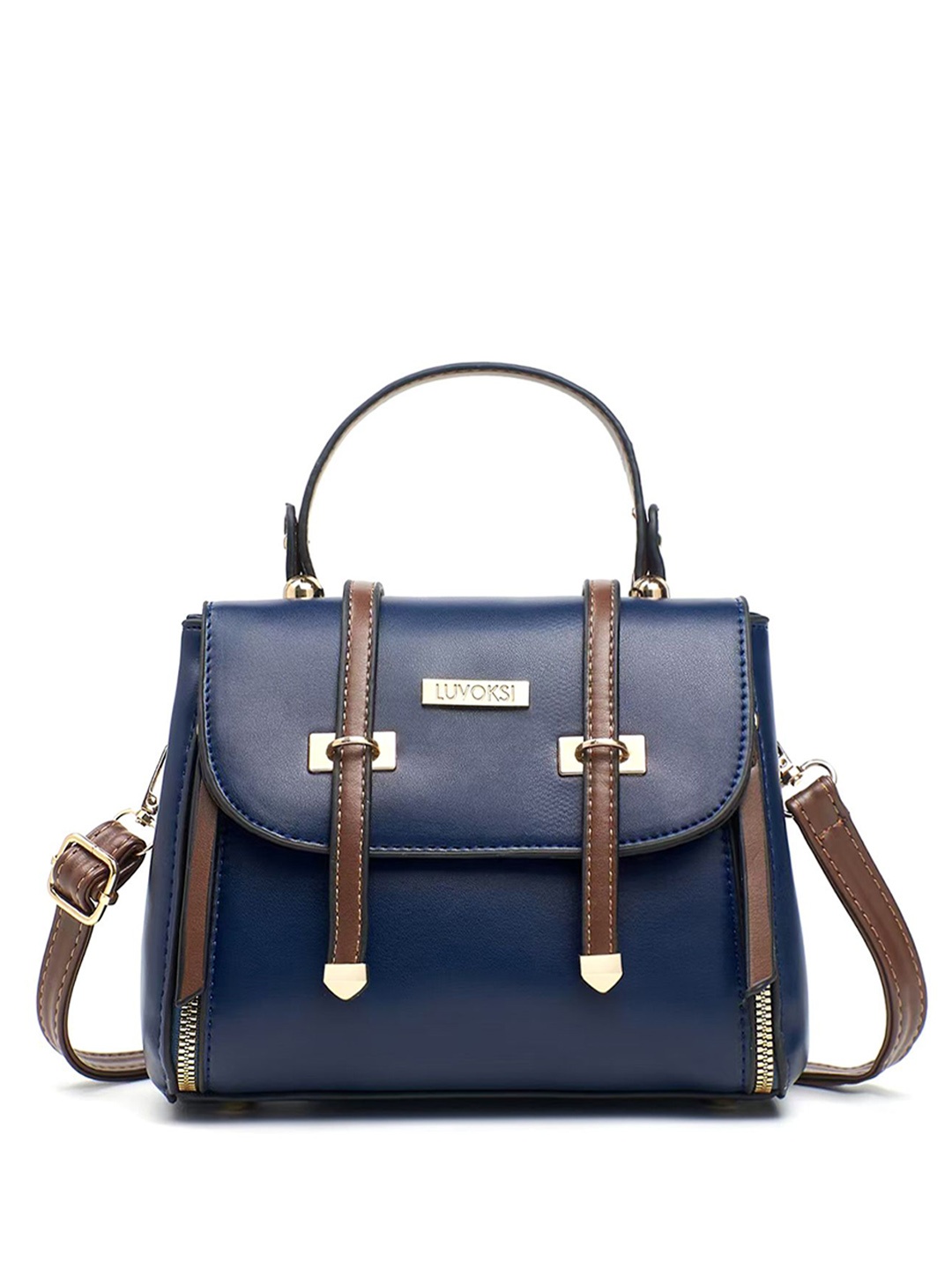 

Luvoksi Women Breezie Solid Structured Satchel Bag, Navy blue