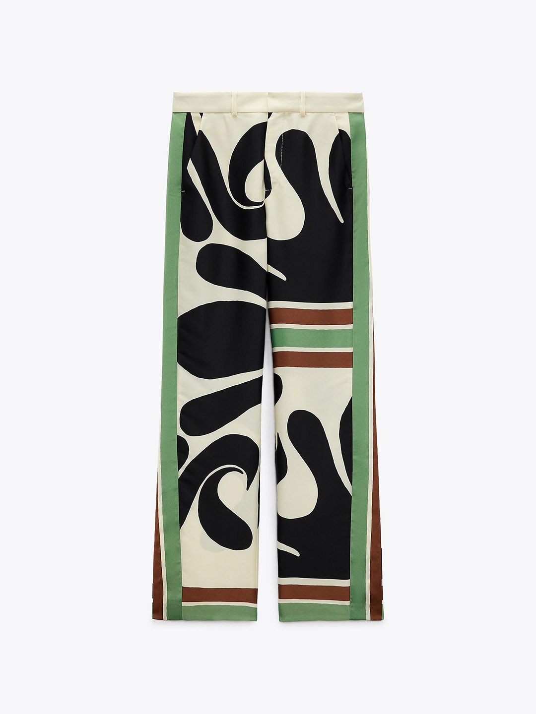 

ZARA Women Printed Trousers, Beige