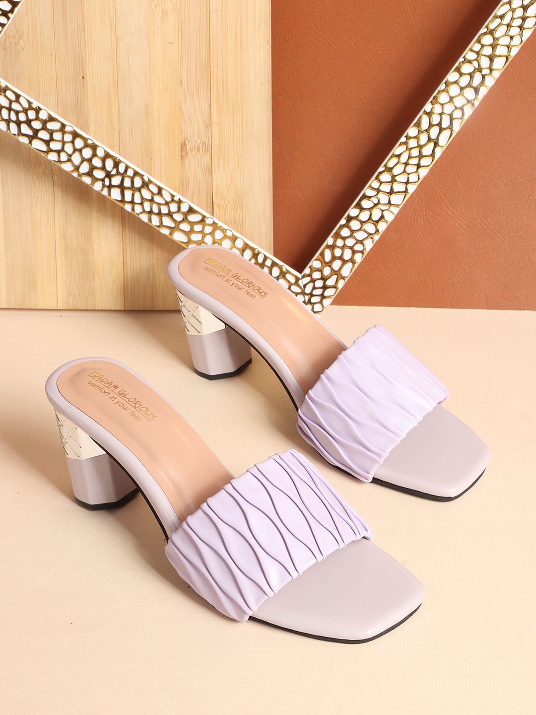 

madam glorious Textured Block Sandals, Purple