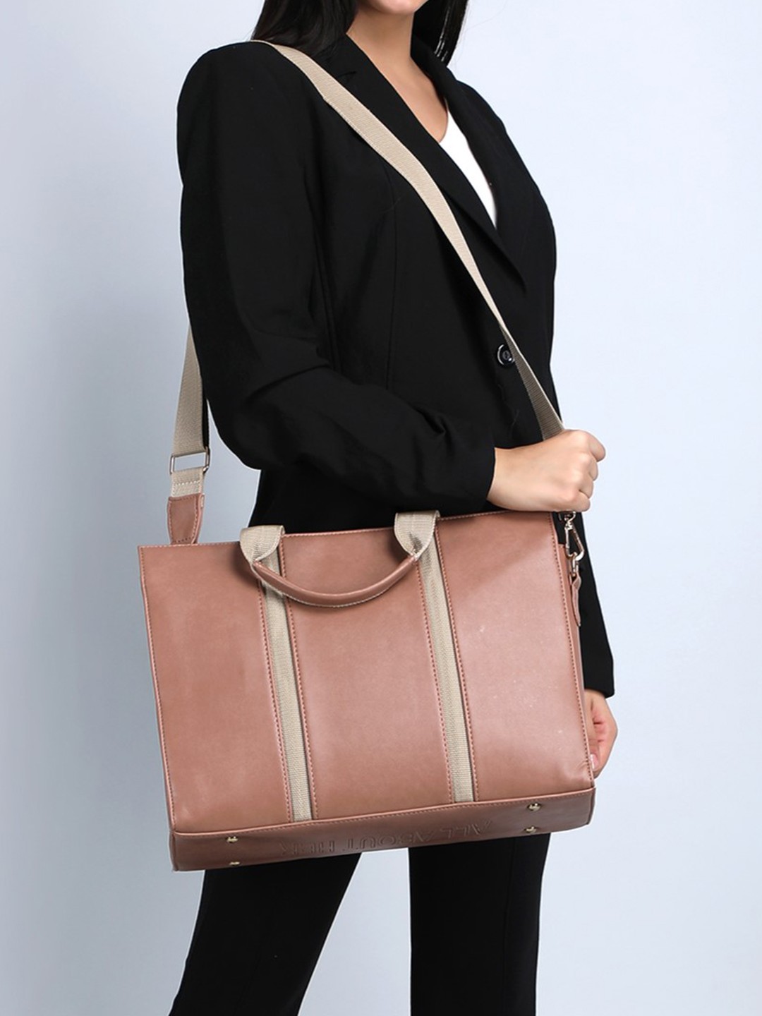 

ALL ABOUT HER Women Solid Structured Handheld Bag, Nude