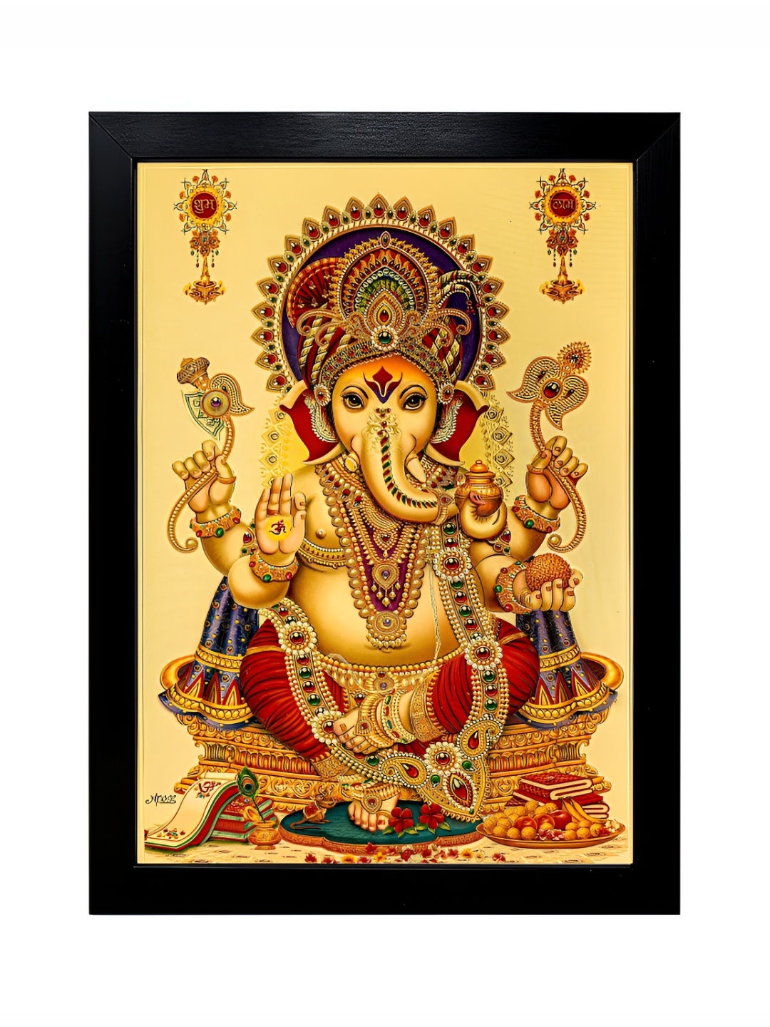 

Hawai Gold-Toned & Red Lord Ganesh Ganpati Wooden Wall Photo Frame