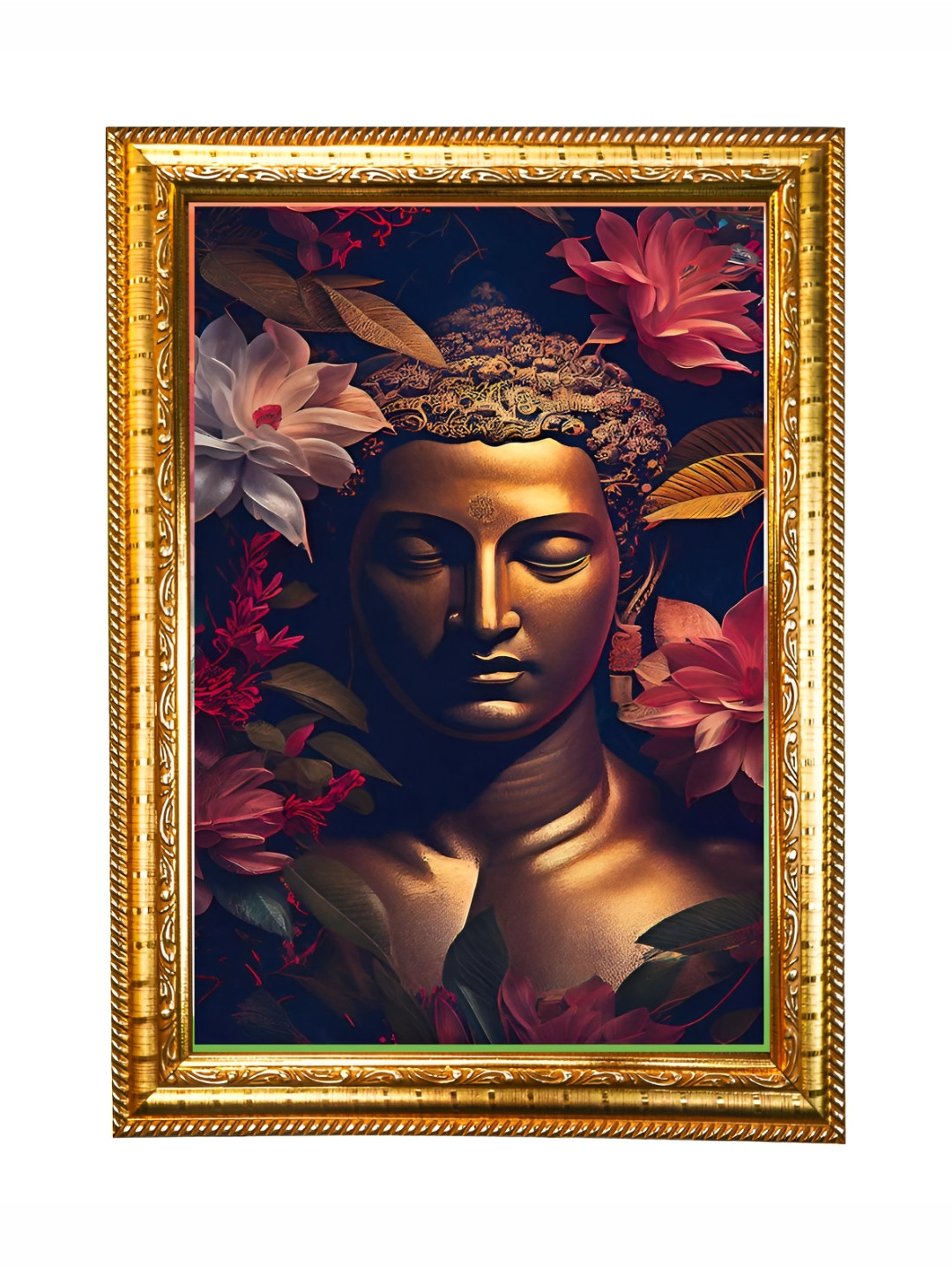 

Hawai Gold-Toned & Brown Siddhartha Gautama The Buddha Wooden Wall Photo Frame