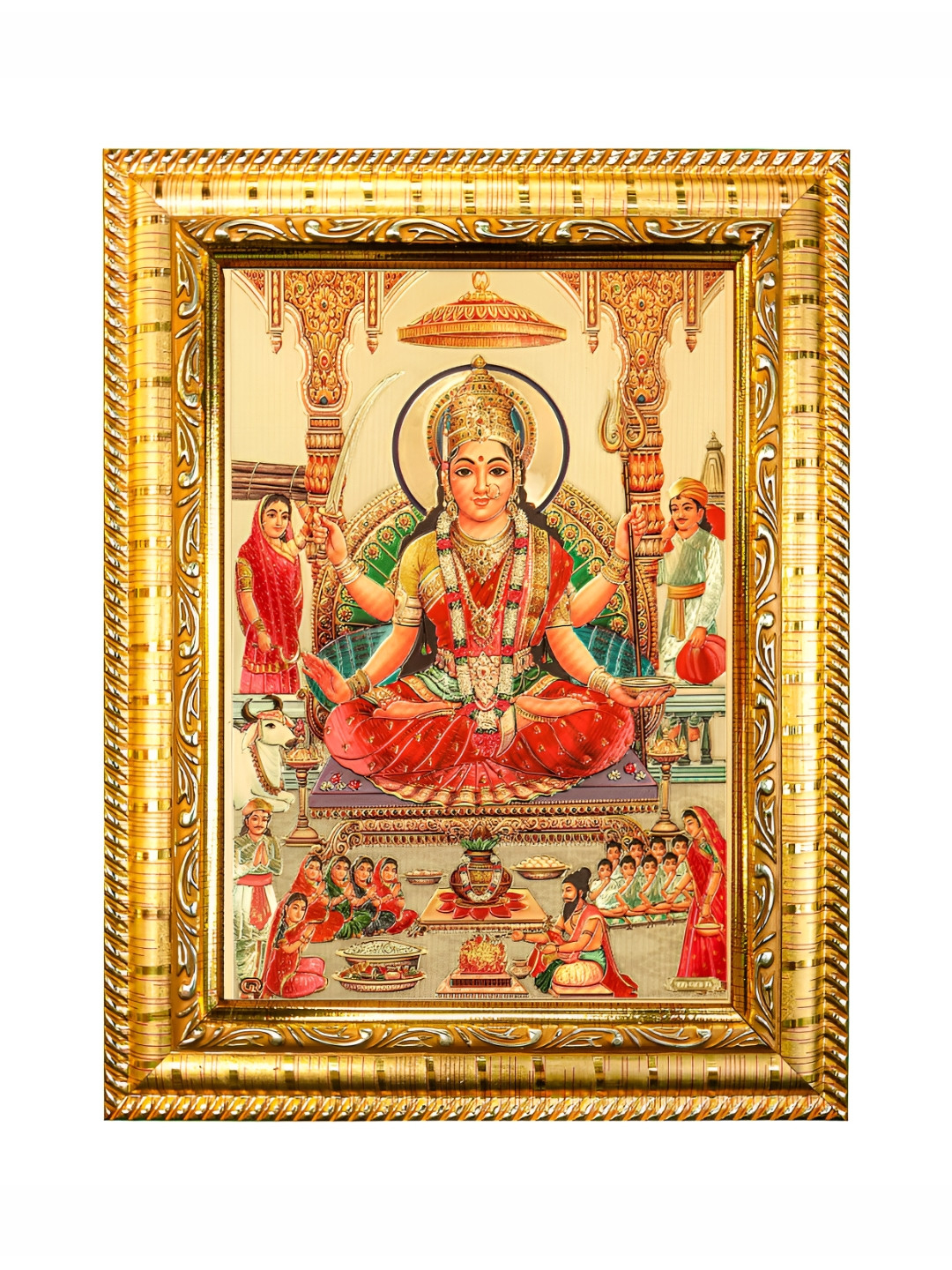 

Hawai Gold Toned & Red Lord Laxmi Wooden Wall Photo Frame