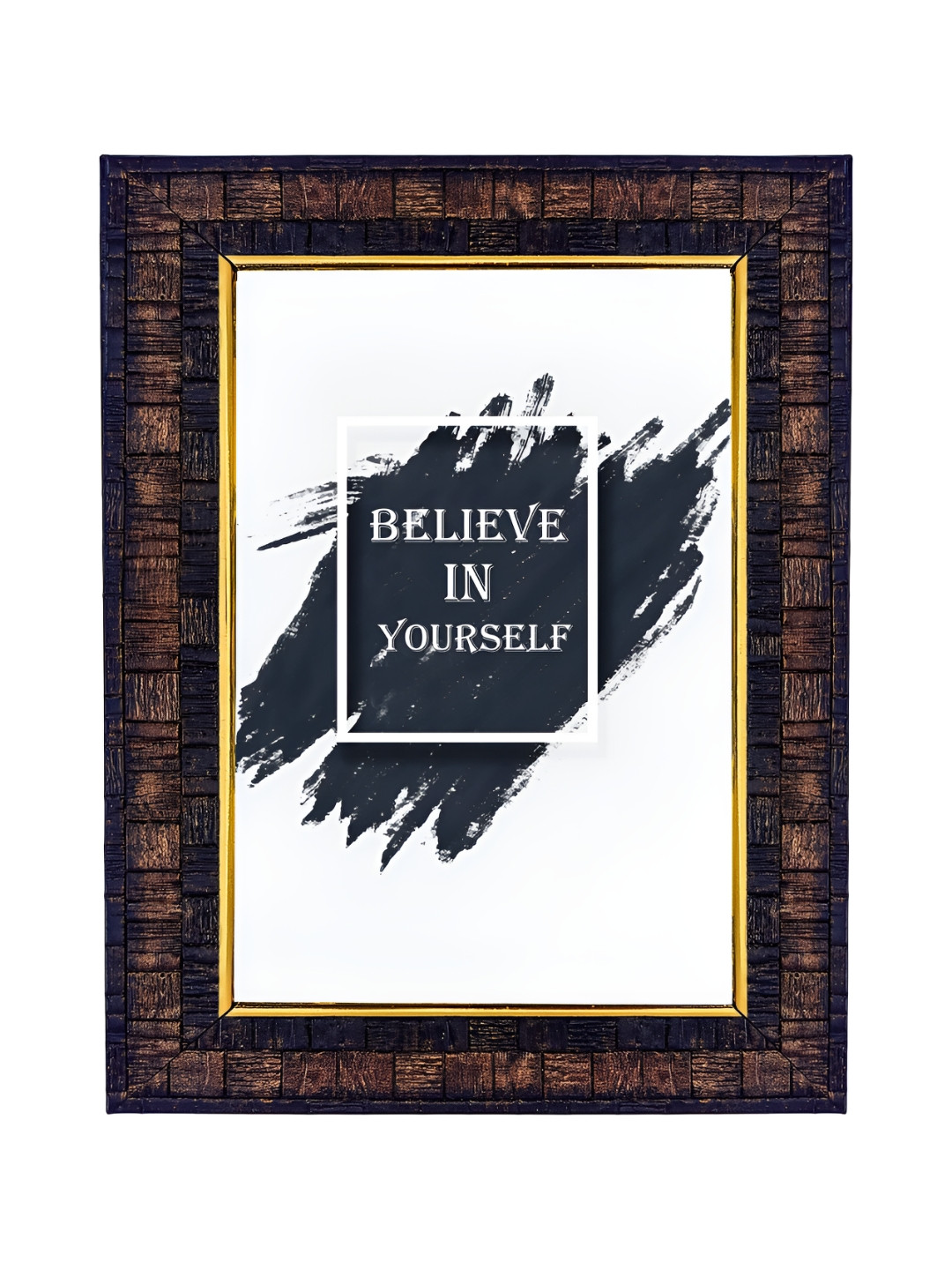 

Hawai White & Brown Printed Motivational Quote Believe in Yourself Photo Frame