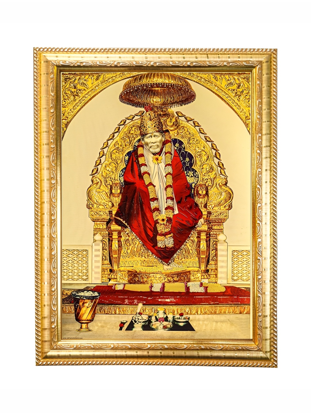 

Hawai Gold Toned Shirdi Sai Baba Wooden Wall Hanging Religious Photo Frames