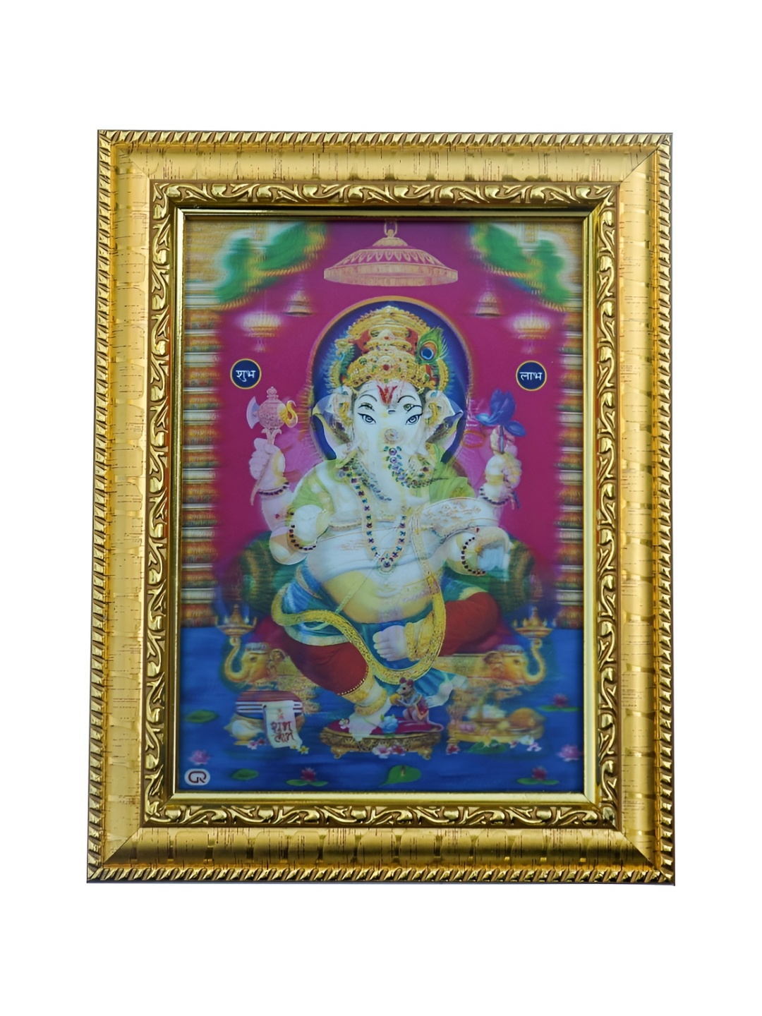 

Hawai Gold-Toned & Pink Lord Ganesha Wooden Wall Photo Frame