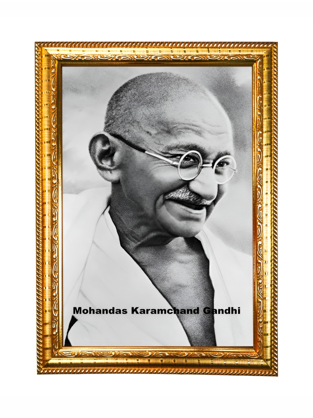 

Hawai White and Grey Mohandas Karamchand Gandhi Wooden Wall Photo Frame