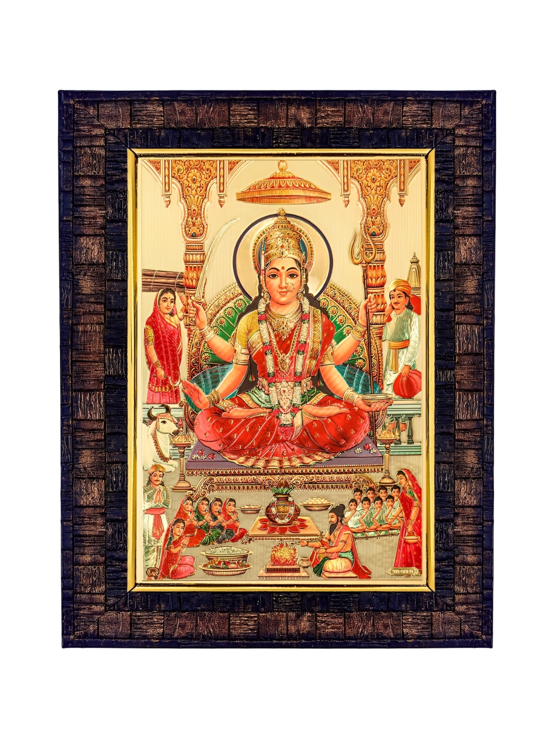 

Hawai Gold-Toned & Brown Maha Laxmi Wooden Wall Photo Frame