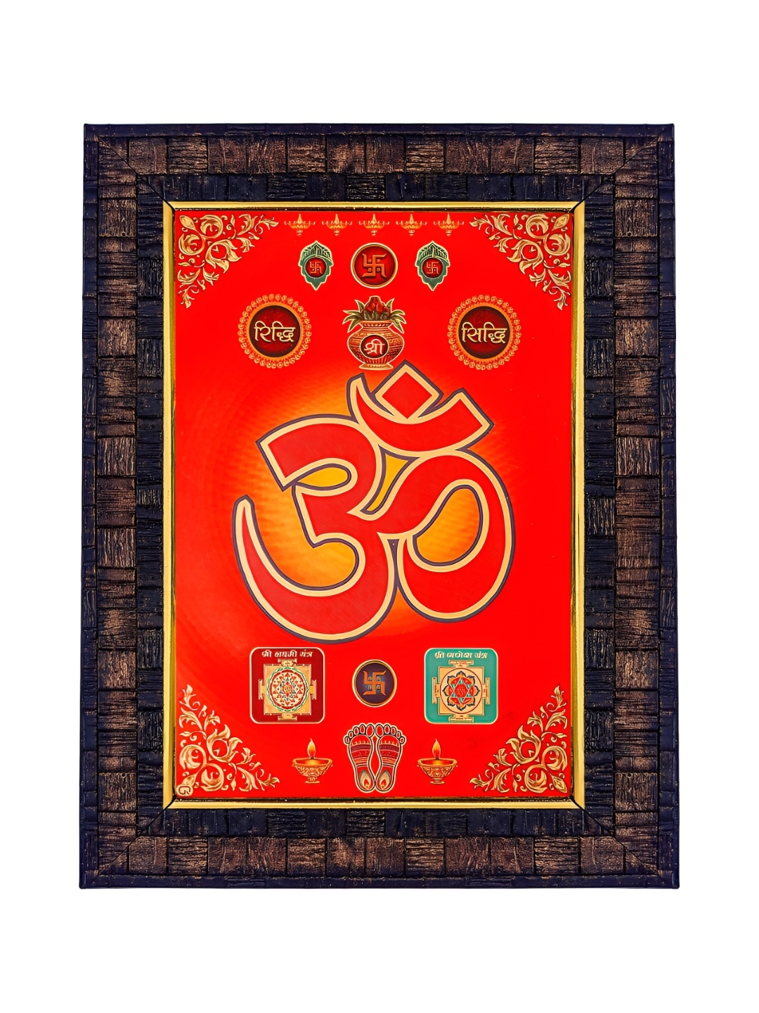 

Hawai Orange-Coloured Om Riddhi Siddhi Wooden Photo Frame