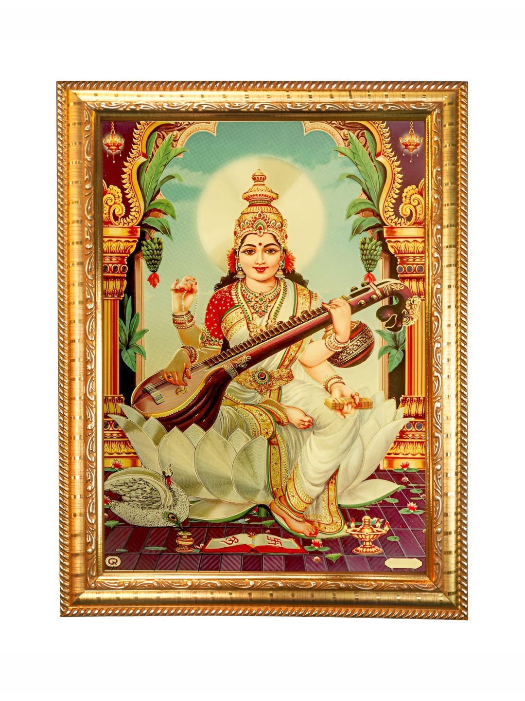 

Hawai Gold-Toned Goddess Saraswati Wooden Photo Frame