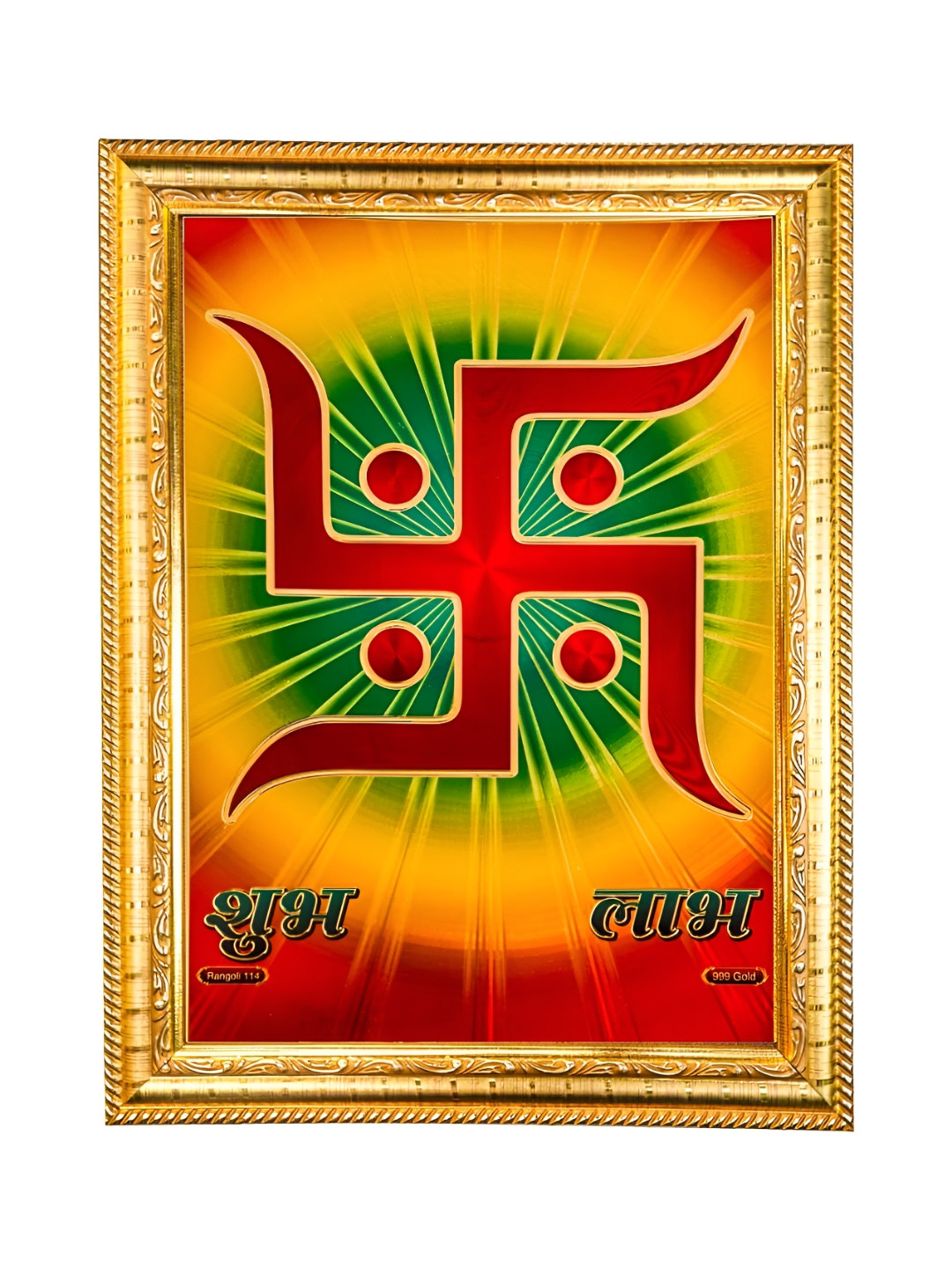 

Hawai Gold-Toned & Red Subh Labh Swastik Poster Wooden Photo Frame