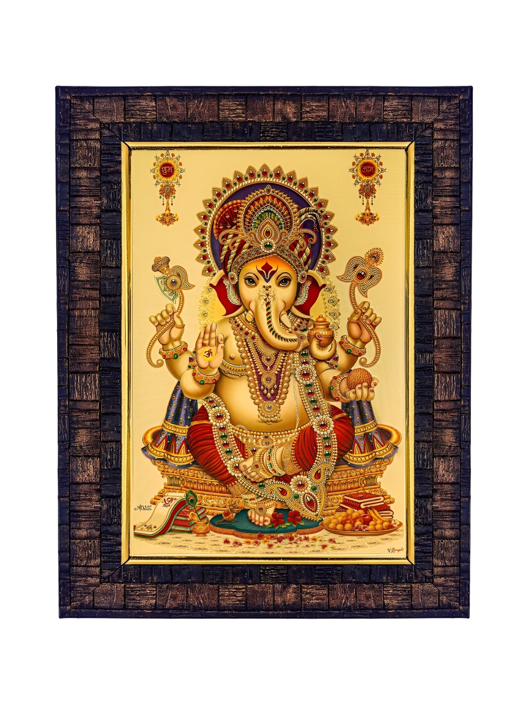 

Hawai Brown & Gold Toned Lord Ganesh Wooden Photo Frame