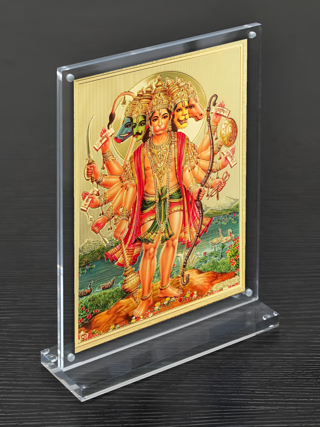

Hawai Gold-Toned Panchmukhi Hanuman Bajrang Bali Acrylic Photo Frame