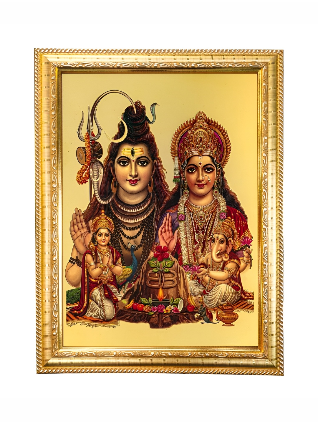 

Hawai Gold Plated Shiv Parivar Religious Wooden Photo Frame