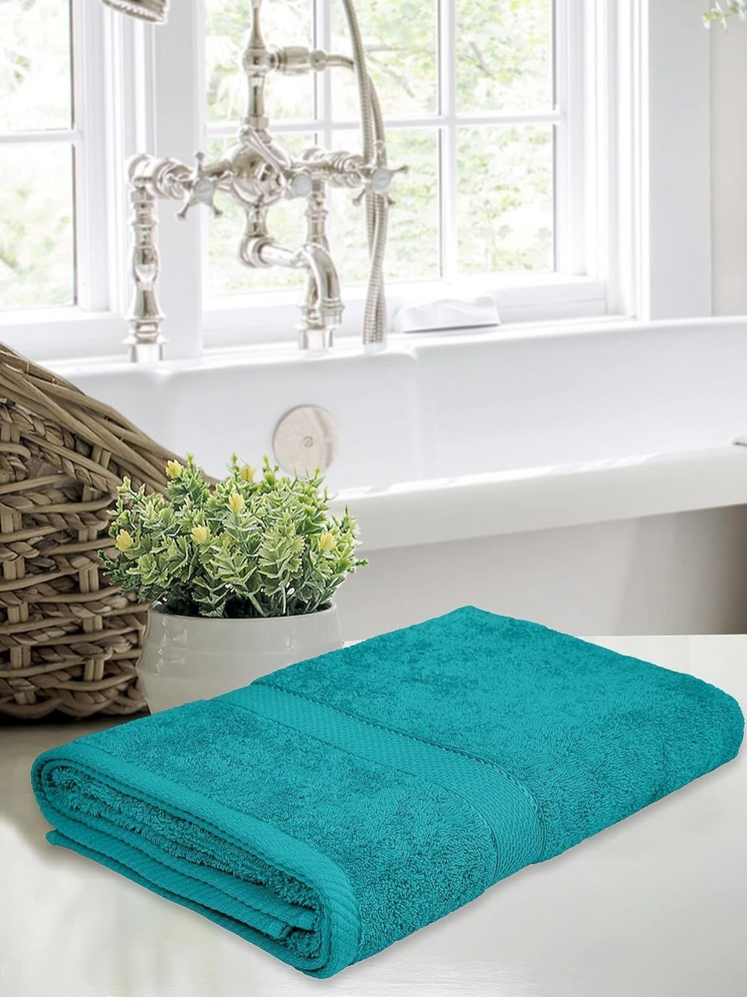 

LERELIABLE Teal Blue Cotton 500 GSM Bath Towel