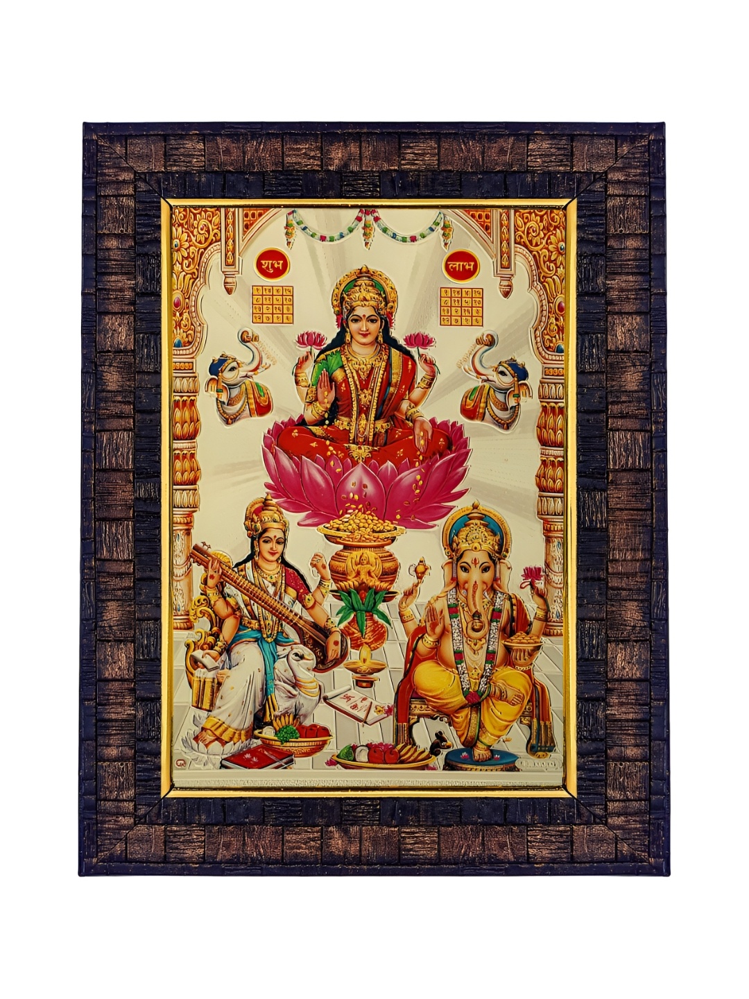 

Hawai Gold Plated Ganesh Laxmi and Saraswati Wooden Wall Photo Frame