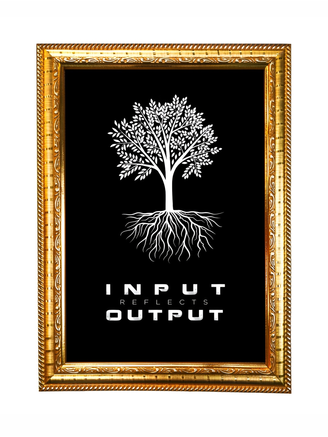 

Hawai Black & White Tree Printed Wooden Wall Photo Frame, Beige