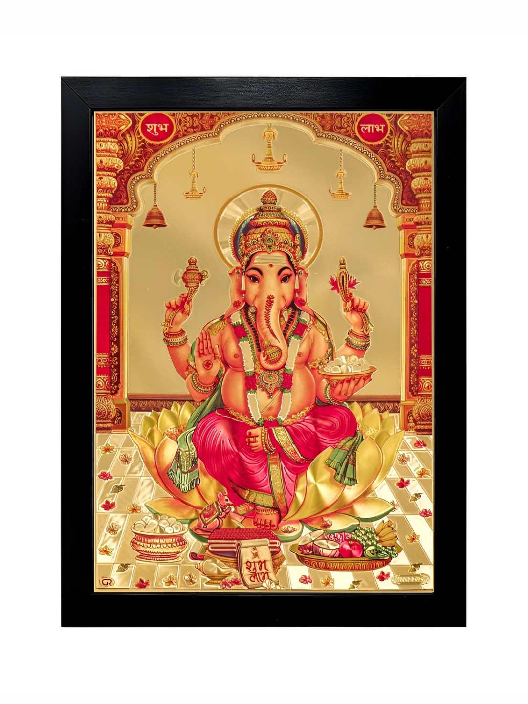 

Hawai Gold-Toned & Pink Lord Ganesh Ganpati Wooden Wall Photo Frame