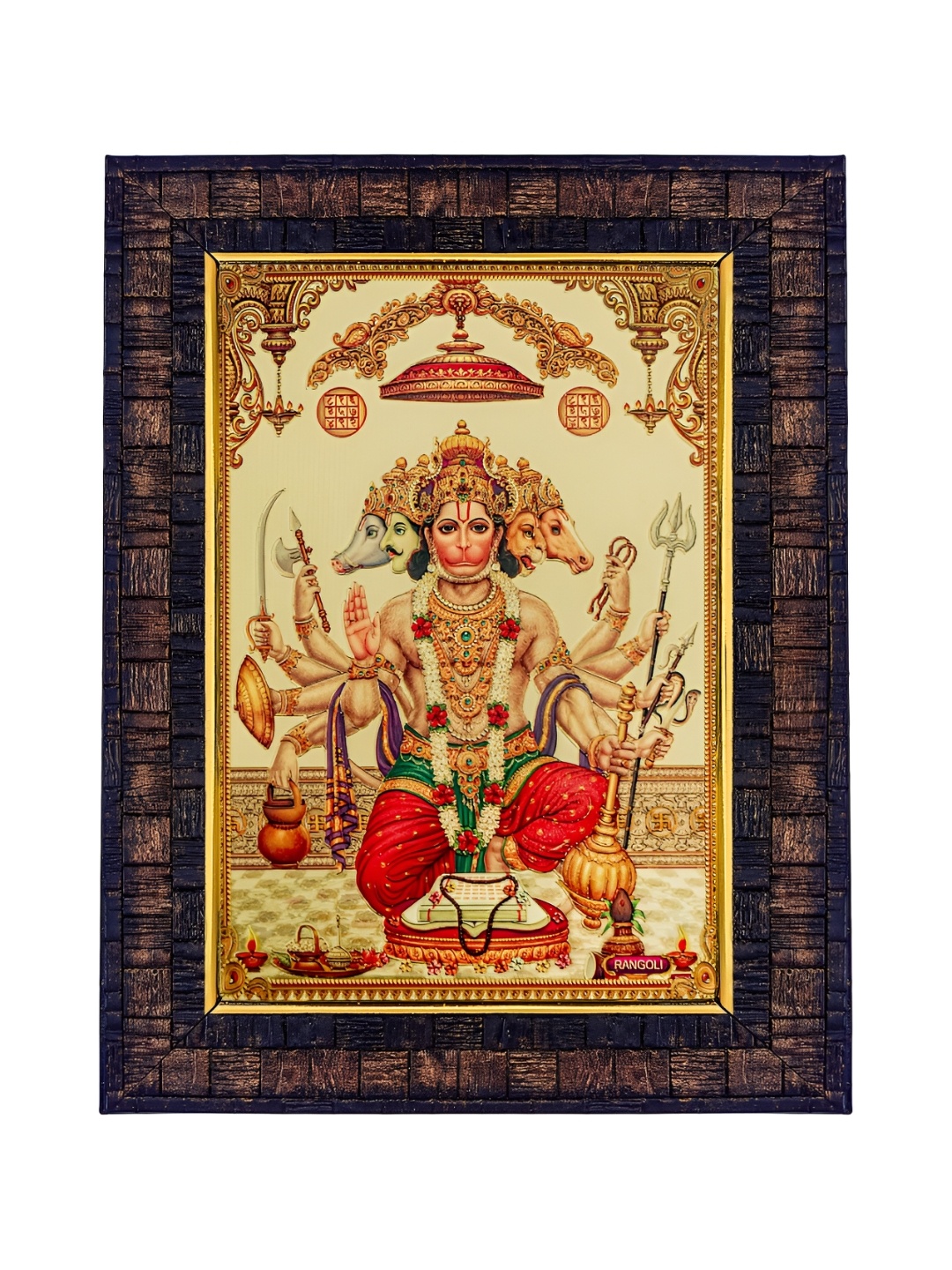 

Hawai Gold-Toned & Brown Panchmukhi Hanuman Bajrangbali Wood Photo Frames
