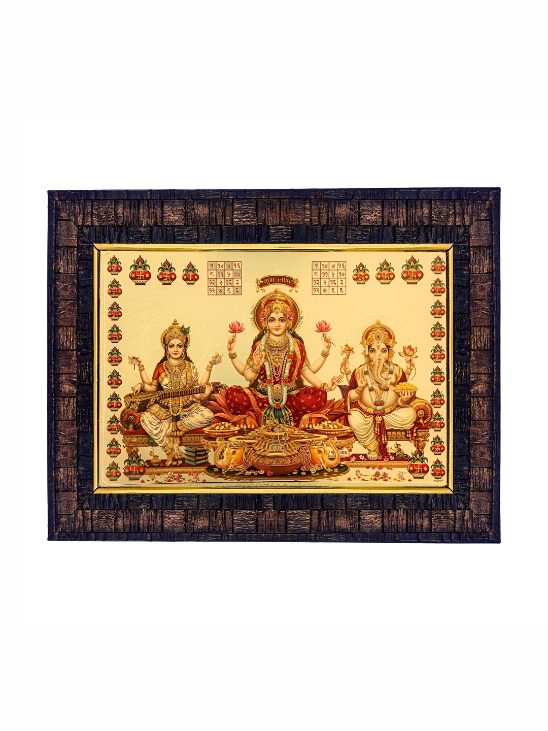 

Hawai Gold-Toned & Red Lord Ganesha Laxmi Wooden Wall Photo Frame