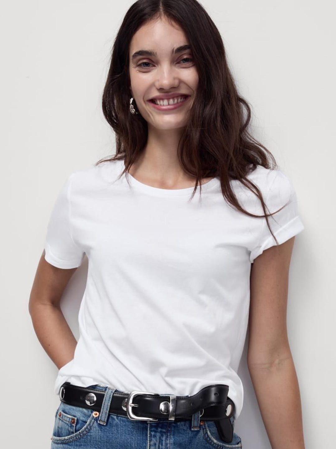 

Marks & Spencer Women Solid Round Neck Cotton T-shirt, White