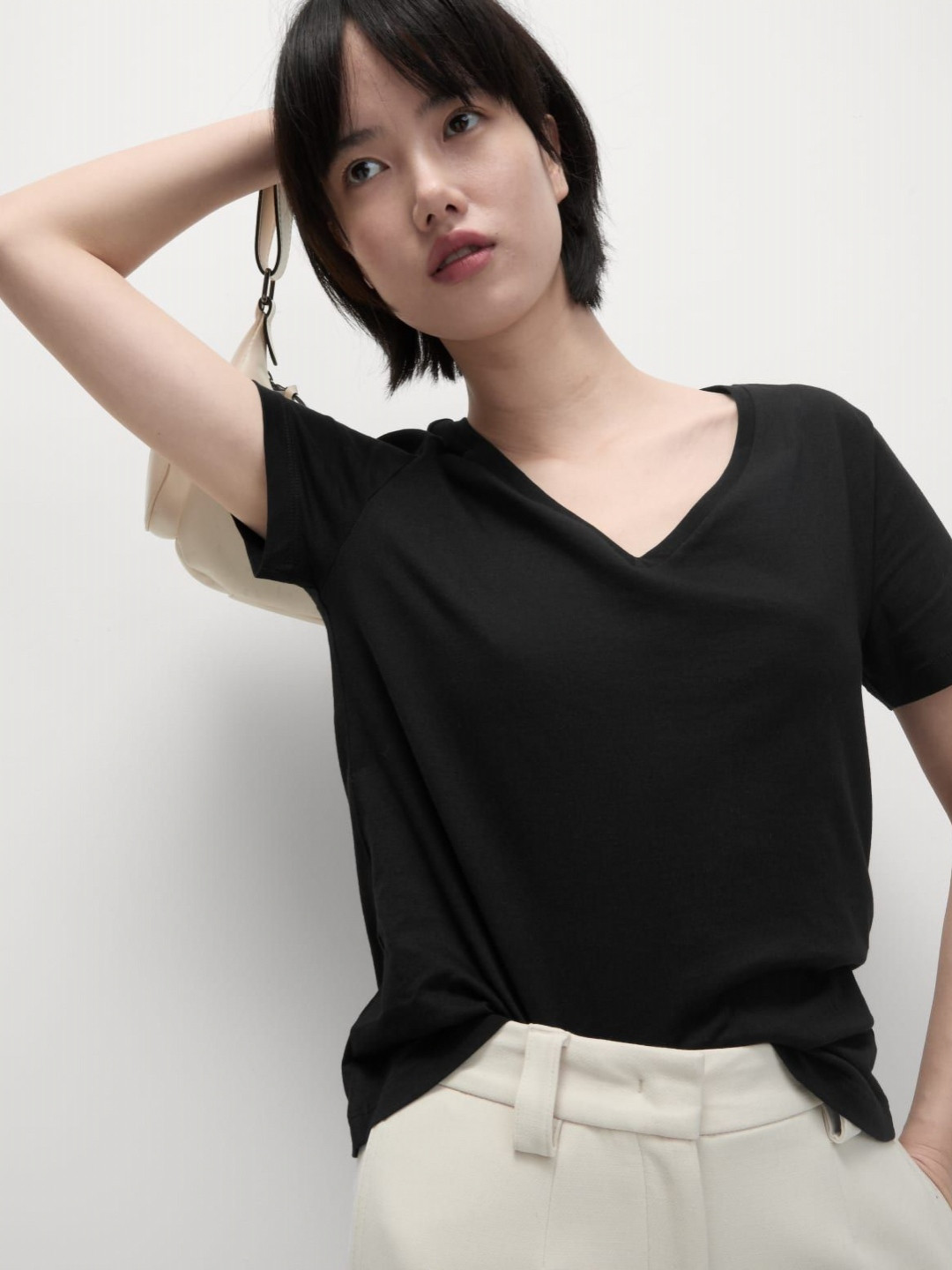 

Marks & Spencer Women Solid Cotton T-shirt, Black