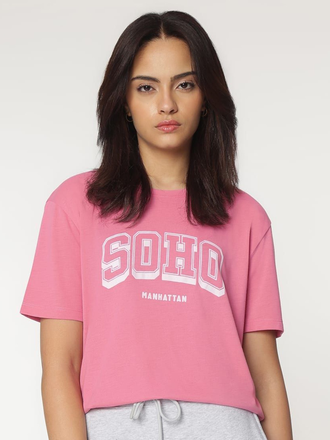 

Marks & Spencer Women Typography Printed Round Neck T-shirt, Pink