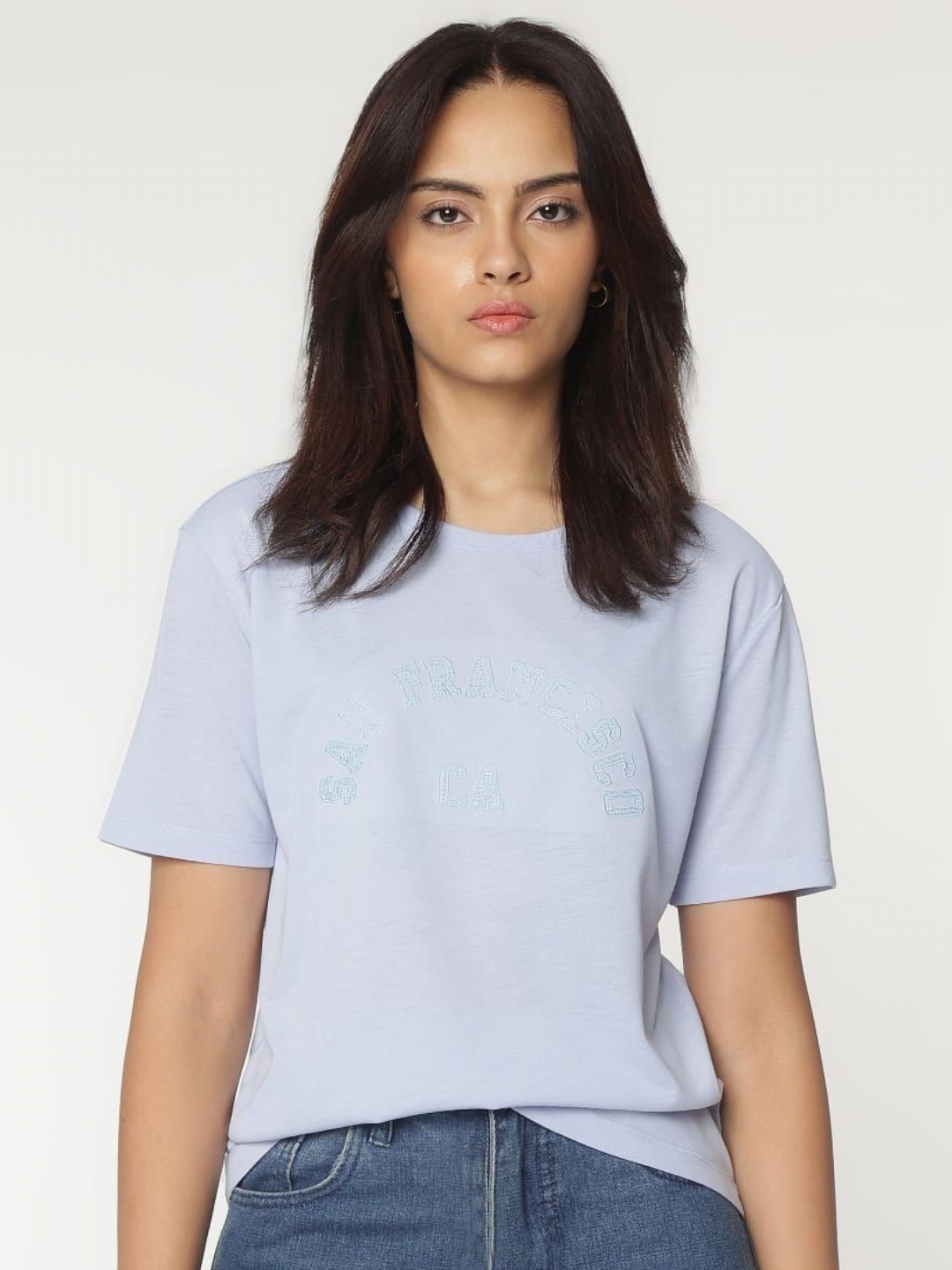 

Marks & Spencer Women Solid Round Neck T-shirt, Blue