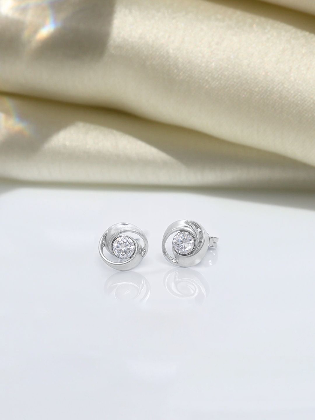 

HighSpark 925 Sterling Silver Plating Zircon Stones Studded Contemporary Studs