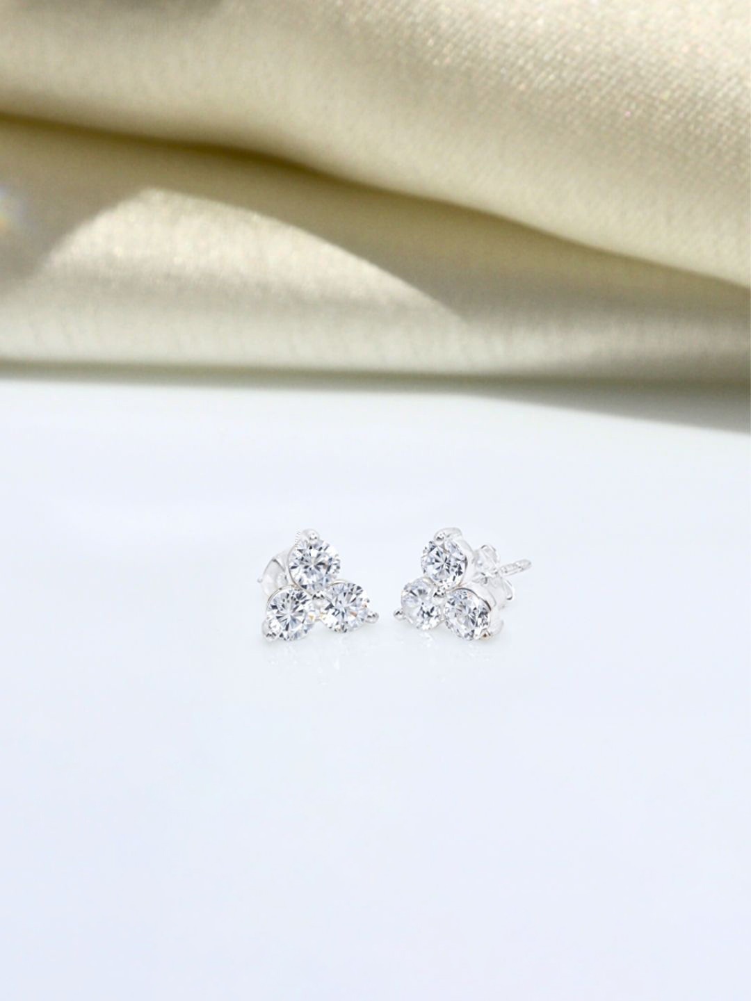 

HighSpark 925 Sterling Silver Plating Zircon Stones Studded Contemporary Studs
