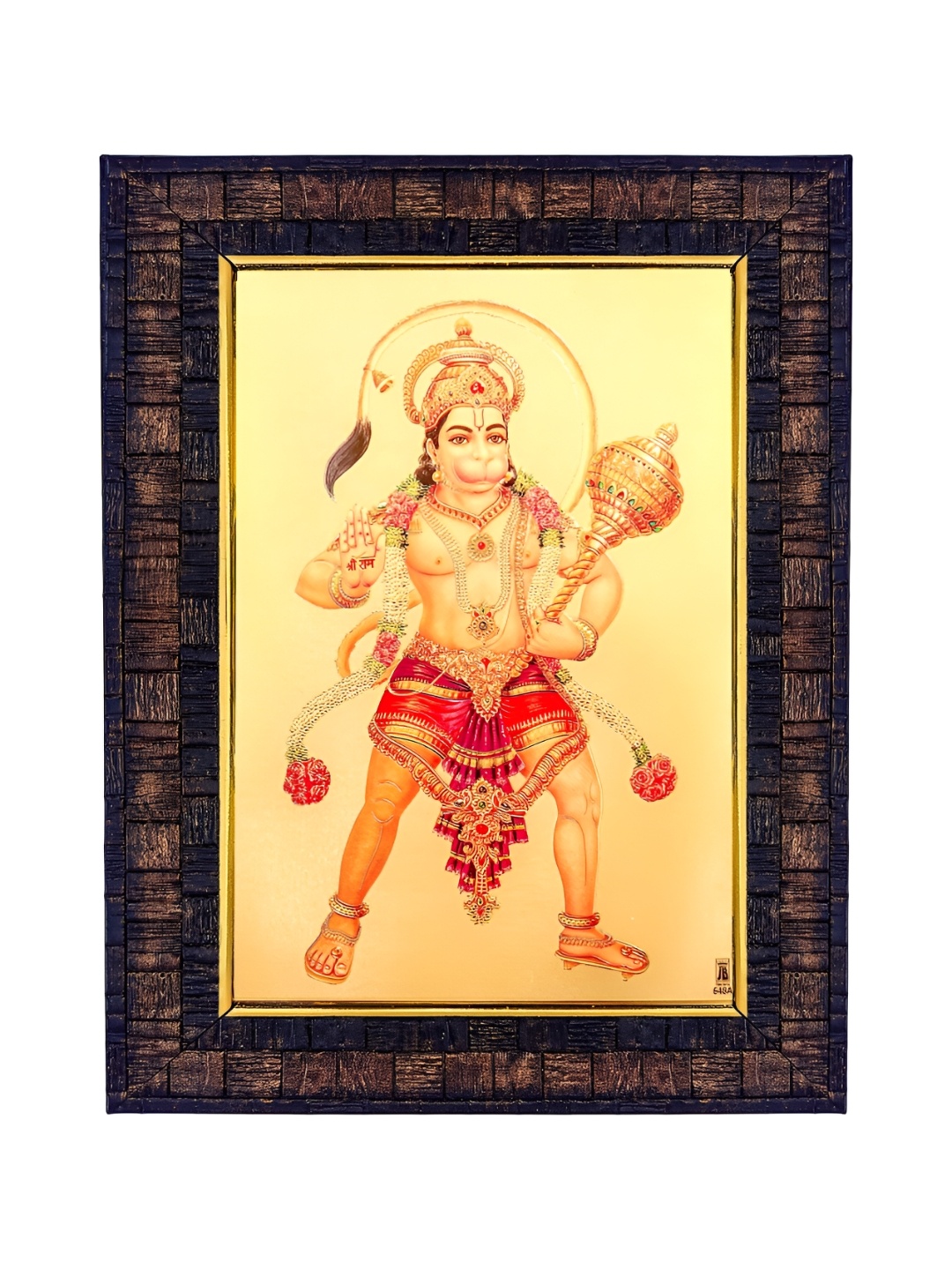 

Hawai Gold-Toned & Brown Hanuman Bajrang Bali Wooden Wall Photo Frame