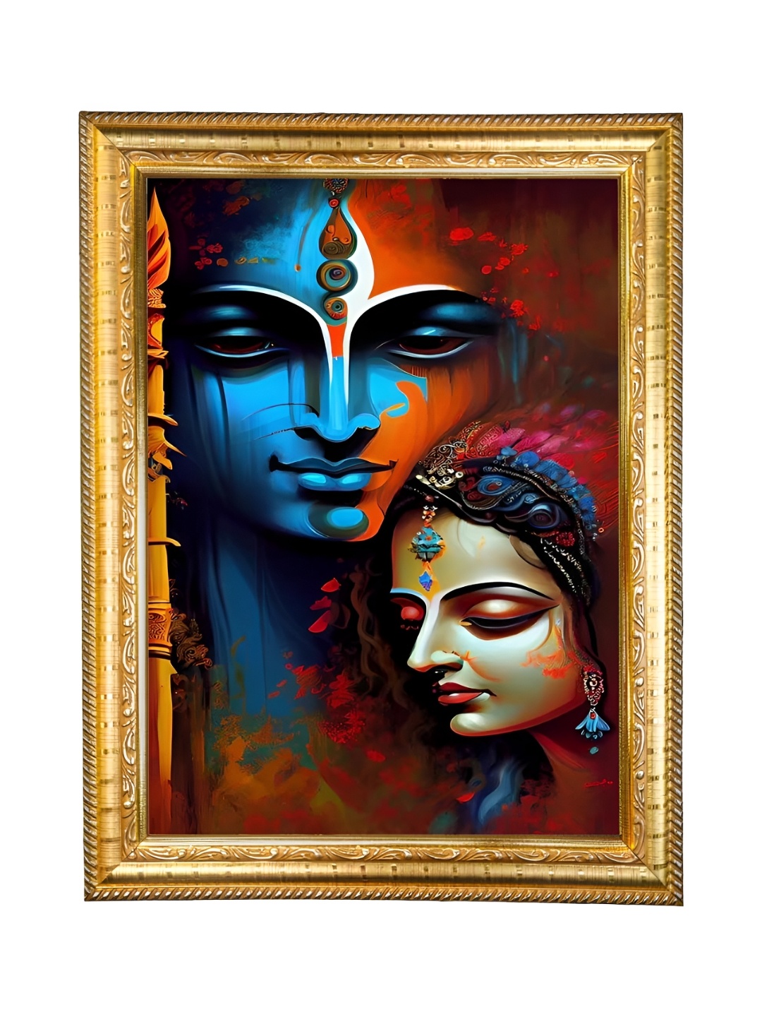 

Hawai Gold-Toned & Blue Radha Krishna Wooden Photo Frame